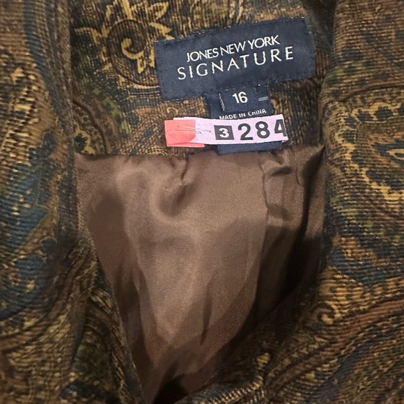 Jones New York Brown and Green Paisley Blazer - Picture 2 of 4